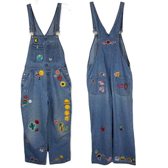 GAP Pants - Vintage Gap Blue Denim Upcycled Patchwork Overall Bibs M
